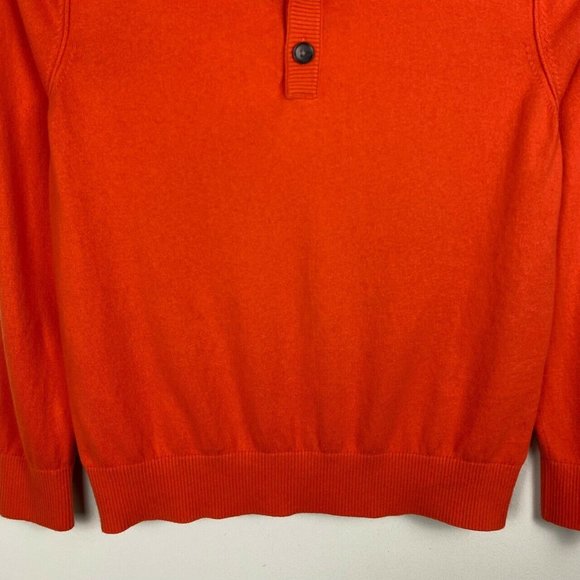Banana Republic Sweater Cotton Cashmere Mock Neck 1/4 Button Orange Size XL - Picture 3 of 9